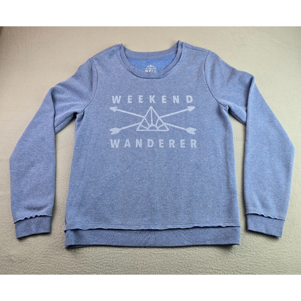 Well Worn Sweatshirt Womens Medium Blue Weekend Wanderer Super Cozy Crew Neck